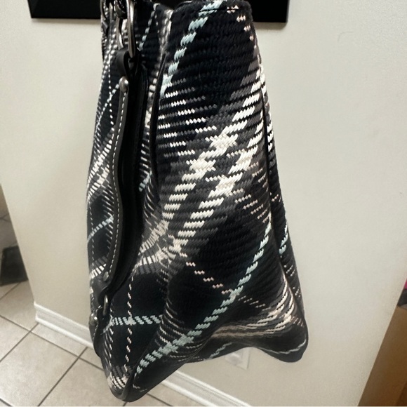 BURBERRY Nova Check Blue Label Tote Bag Canvas Black Auth hk1018 - Picture 4 of 15